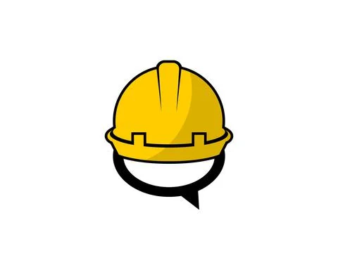 Worker safety helmet on the bubble chat Stock Illustration