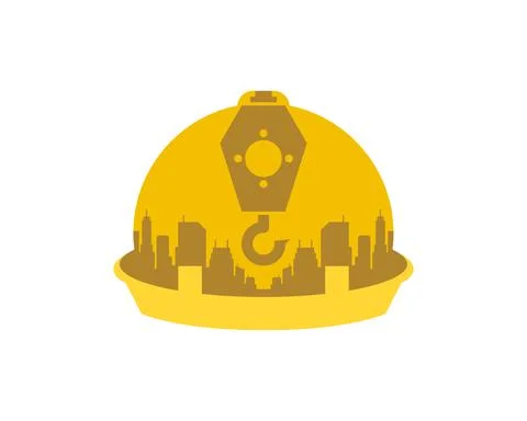 Worker safety helmet with crane inside Illustrazione stock