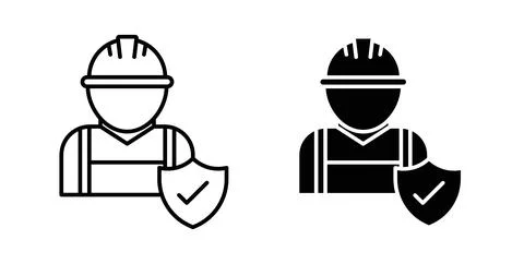Worker safety icon symbol. Vector illustration pack in black color. Stock Illustration
