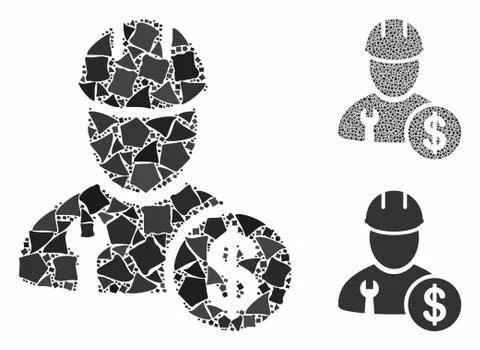 Worker salary Mosaic Icon of Humpy Elements Illustrazione stock