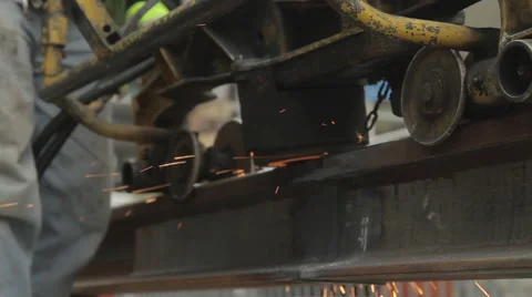 Worker Sanding Steel Tracks Stock Footage 44283572