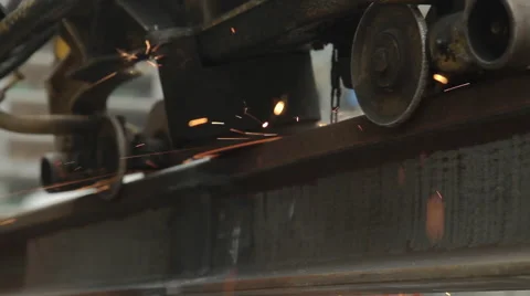 Worker Sanding Steel Tracks Stock Footage 44283797