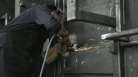 Worker sanding in warehouse Stock Footage 59559865