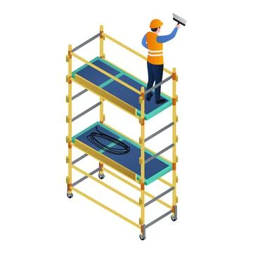 Worker scaffold icon, isometric style Stock Illustration