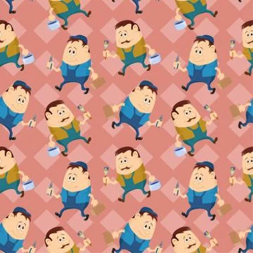 Worker, seamless pattern Stock Illustration