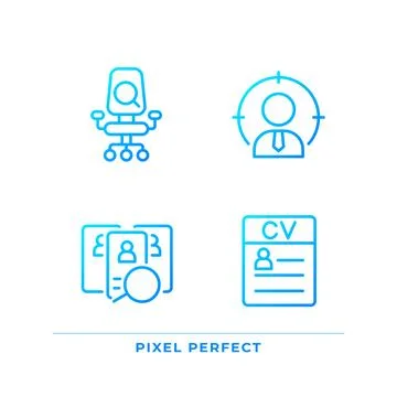 Worker selection process pixel perfect gradient linear vector icons set Stock Illustration