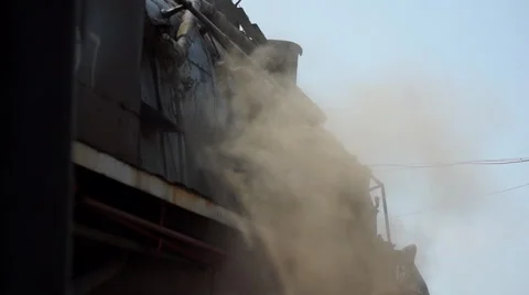 Worker servicing steam train Stock Footage 52921067
