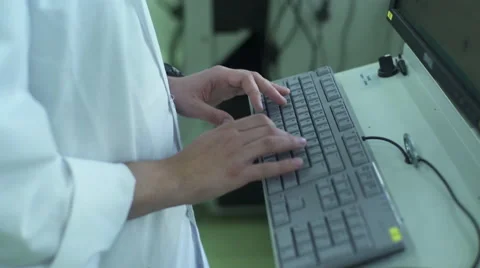 Worker Sets The Parameters By Keyboard Stock Footage 68659957