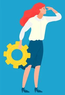 Worker Setting, Business Ambitions, Develop Vector Illustrazione stock