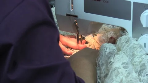 A worker at a sewing machine Stock Footage 46297149