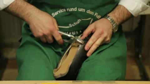 Worker shoe upper Stock Footage 10812221