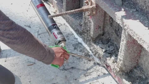 Worker shoots seams on door structure 10.06.2020 Stock Footage 132493313