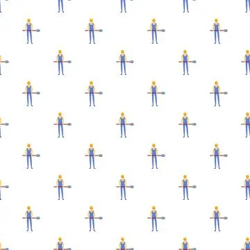 Worker with shovel seamless pattern repeating background Stock Illustration