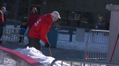 Worker Shovel Snow Stock Footage 1002141