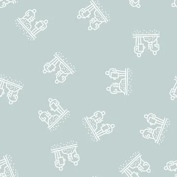 Worker shovel soil for analyzing line seamless pattern Illustrazione stock