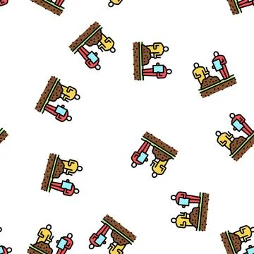 Worker shovel soil for analyzing vector seamless pattern Illustrazione stock