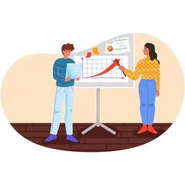 Worker show business startup plan in office Stock Illustration