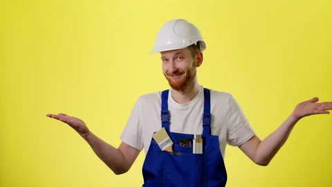 Worker Showing A Gesture Of Helplessness Or Resignation, Spreads His Hands Stock Footage 170188607