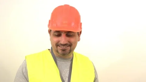 The worker shows two fingers Video stock 93191595