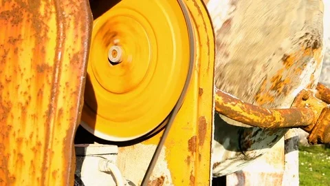 Worker shuting off the concrete mixer Stock Footage 75774054