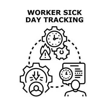 Worker sick day tracking and absence management concept Stock Illustration