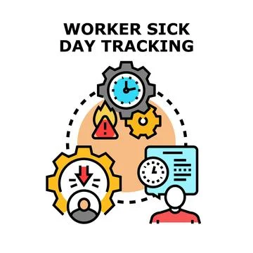 Worker sick day tracking and absence management concept Stock Illustration