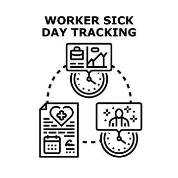 Worker sick day tracking system concept managing absence Stock Illustration