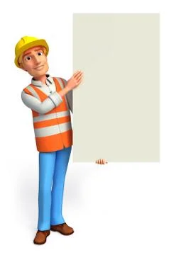 Worker with sign Stock Illustration