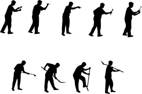 Worker silhouettes Stock Illustration