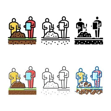 Worker simplified shovel soil for analyzing color icon vector イラスト素材