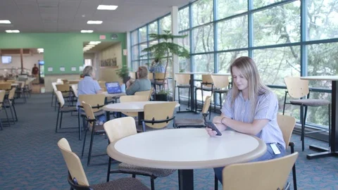 Worker Sits In Modern Office Cafe Stock Footage 122934652