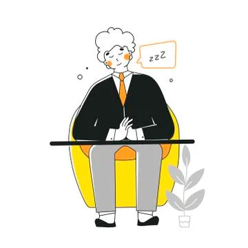 Worker sleeps at work. Vector flat cartoon illustration. Business vector Stock Illustration