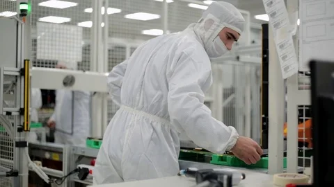 Worker in Smart Production Line Stock Footage 105102698