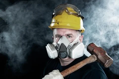 Worker in smoke Stock Photos