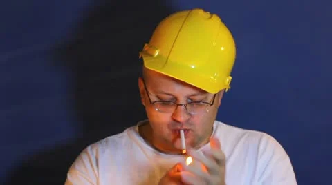 Worker smoking Stock Footage 8966605