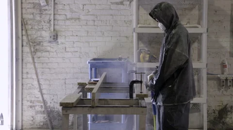 Worker Smoothing Out Edges Stock-Footage 67090645