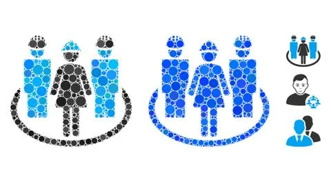 Worker Social Relations Composition Icon of Round Dots Stock Illustration