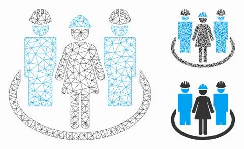 Worker Social Relations Vector Mesh 2D Model and Triangle Mosaic Icon Stock Illustration
