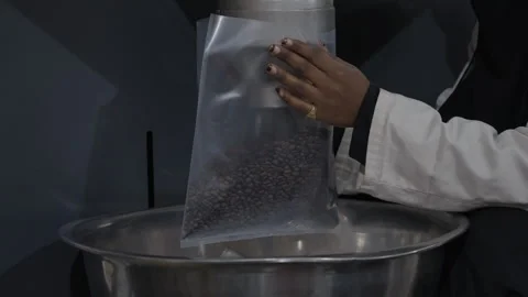 Worker Sorts the Finished Coffee Stock Footage 285221611