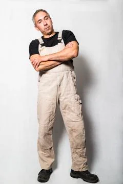 Worker specialist plumber, engineer or constructor on white background Stock Photos