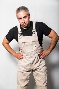 Worker specialist plumber, engineer or constructor on white background Stock Photos