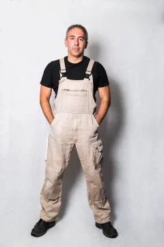 Worker specialist plumber, engineer or constructor on white background Stock Photos