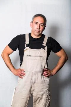 Worker specialist plumber, engineer or constructor on white background Stock Photos