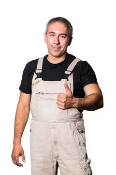 Worker specialist plumber, engineer or constructor on white background Stock Photos