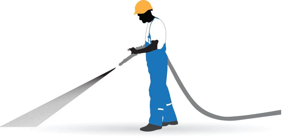 Worker sprayed a hose under pressure Stock Illustration
