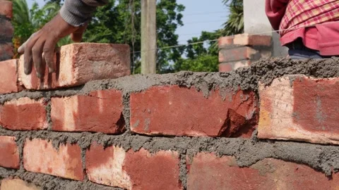 Worker Spreading Mortar Stock Footage 335217824