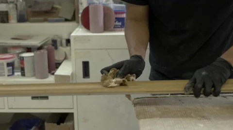 Worker Staining Wood. Stock Footage 60039409