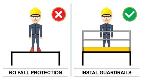 Worker stand on the high working platform. Stock Illustration