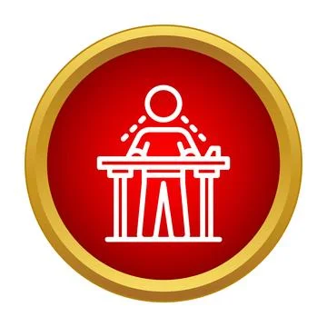 Worker standing at workbench icon illustrating manual occupation イラスト素材