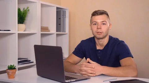 Worker in start up company using voip Stock Footage 86251205